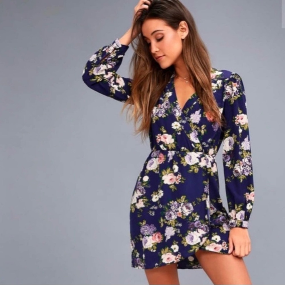 LuLus Faux Wrap Mini Dress